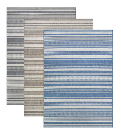 Plow & Hearth Synthetic Rugs Indoor Living Veranda Striped Indoor/Outdoor Polypropylene Rug