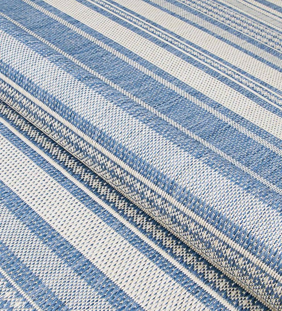 Plow & Hearth Synthetic Rugs Indoor Living Veranda Striped Indoor/Outdoor Polypropylene Rug
