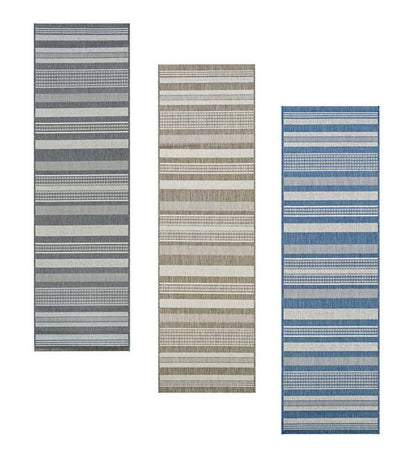 Plow & Hearth Synthetic Rugs Indoor Living Veranda Striped Indoor/Outdoor Polypropylene Rug