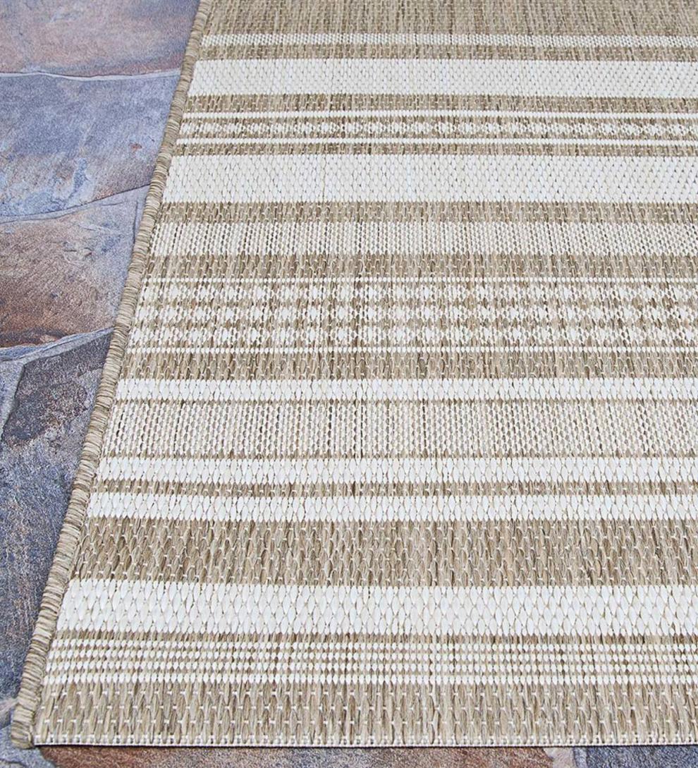 Plow & Hearth Synthetic Rugs Indoor Living Veranda Striped Indoor/Outdoor Polypropylene Rug