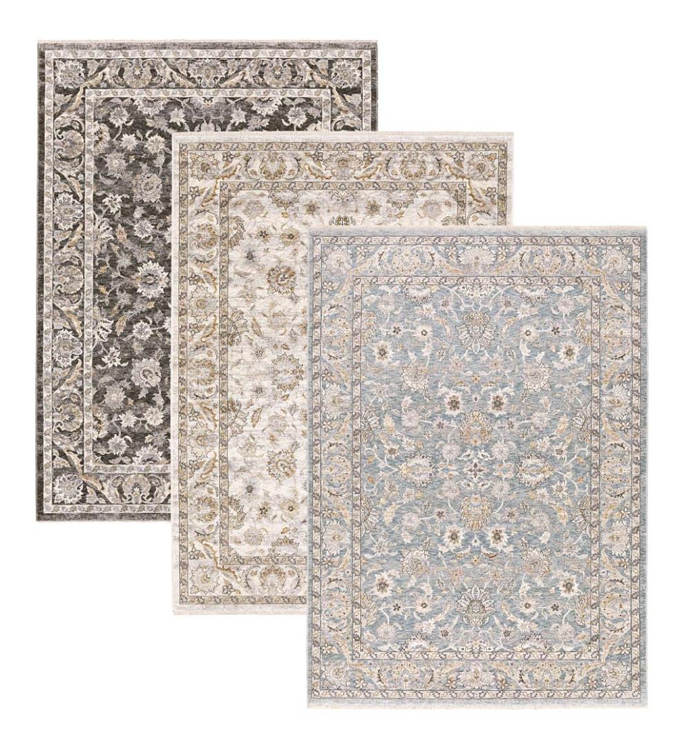 Plow & Hearth Synthetic Rugs Indoor Living Wakefield Border Polyester Rug