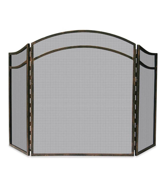 Plow & Hearth Tri-Panel Fireplace Screens Fireplace & Hearth Antique Rust Wrought Iron Tri-Folding Fireplace Screen With Arch - Rust