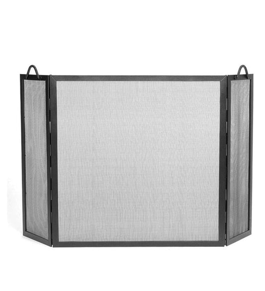 Plow & Hearth Tri-Panel Fireplace Screens Fireplace & Hearth Wrought Iron Twisted Rope Folding Fireplace Screen - Bronze