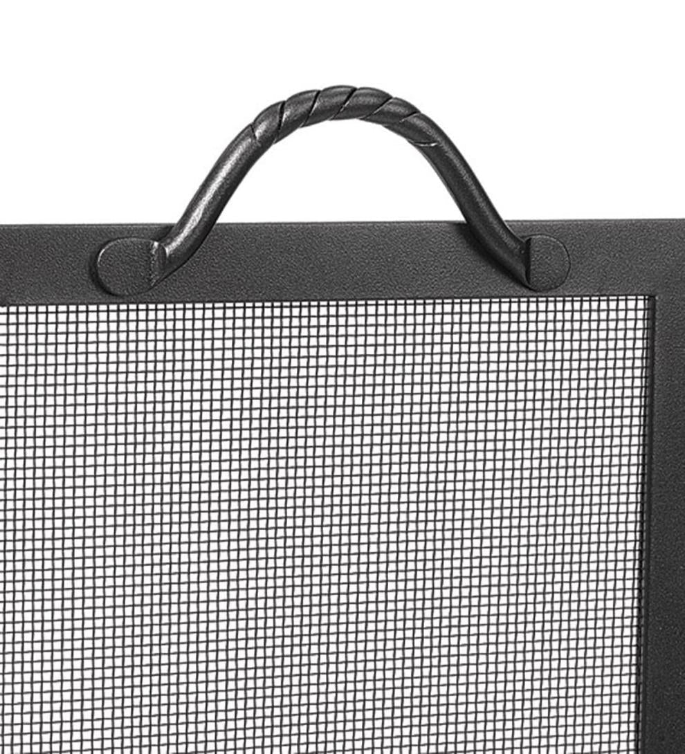 Plow & Hearth Tri-Panel Fireplace Screens Fireplace & Hearth Wrought Iron Twisted Rope Folding Fireplace Screen - Bronze