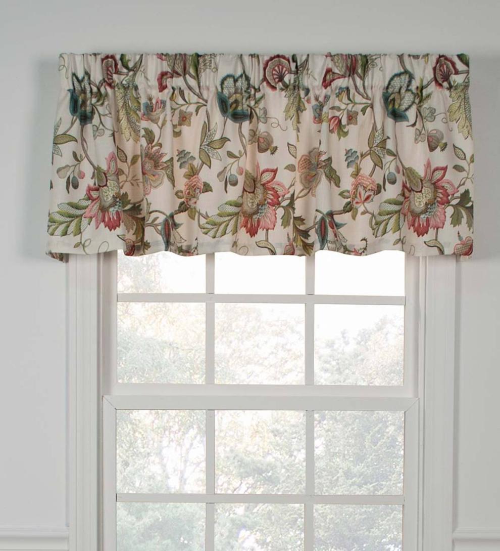 Plow & Hearth Valances Indoor Living Brissac Jacobean Floral Print Window Valances