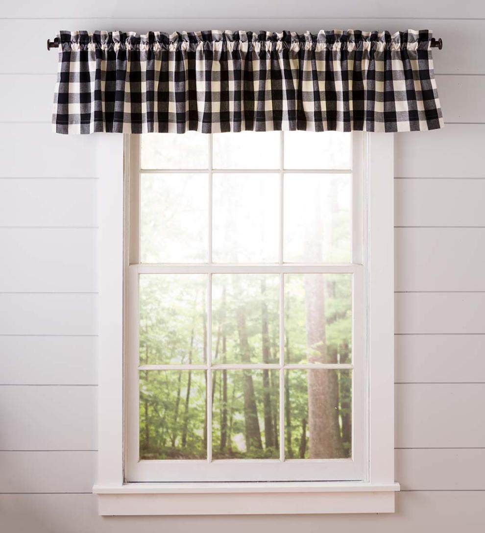 Plow & Hearth Valances Indoor Living Buffalo Check Rod-Pocket Cotton Curtain Pairs