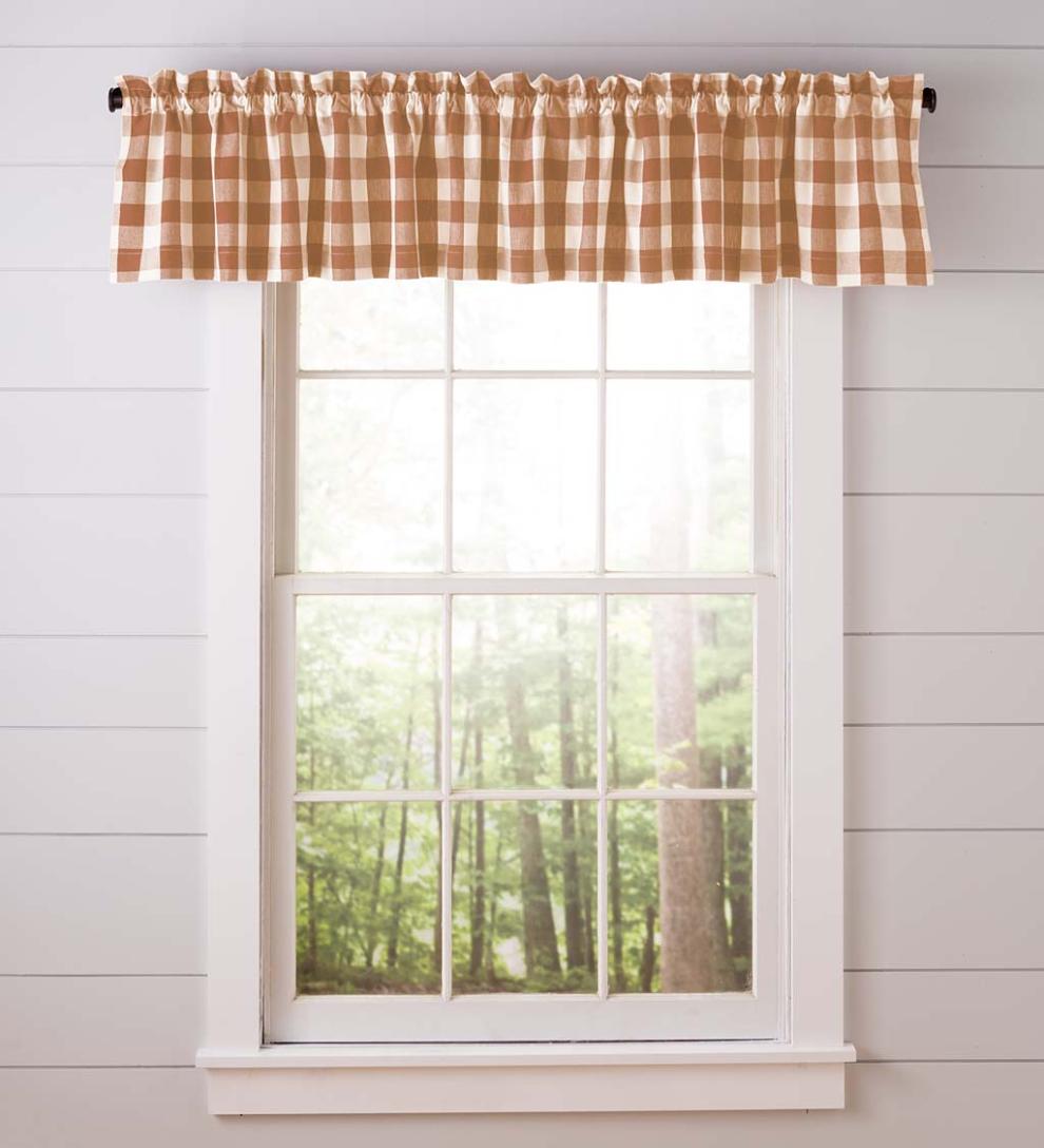Plow & Hearth Valances Indoor Living Buffalo Check Rod-Pocket Cotton Curtain Pairs