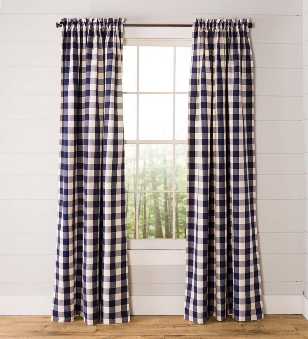 Plow & Hearth Valances Indoor Living Buffalo Check Rod-Pocket Cotton Curtain Pairs