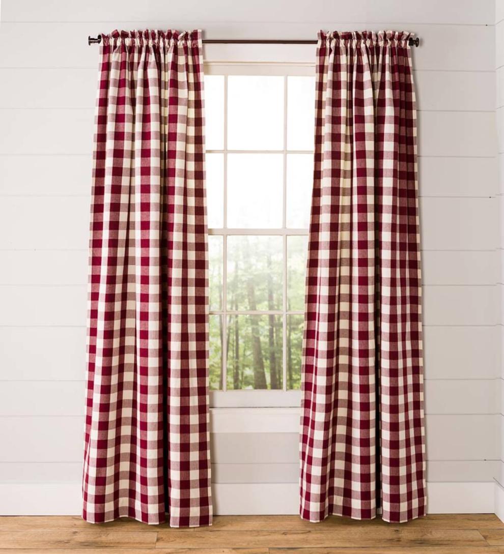Plow & Hearth Valances Indoor Living Buffalo Check Rod-Pocket Cotton Curtain Pairs