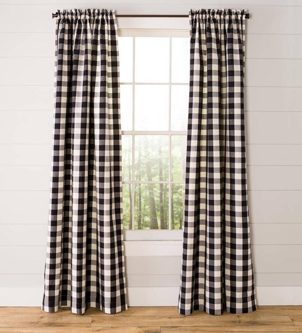 Plow & Hearth Valances Indoor Living Buffalo Check Rod-Pocket Cotton Curtain Pairs