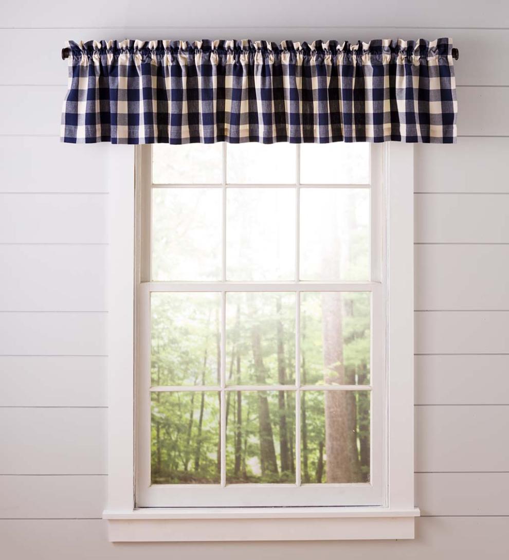 Plow & Hearth Valances Indoor Living Buffalo Check Rod-Pocket Cotton Curtain Pairs