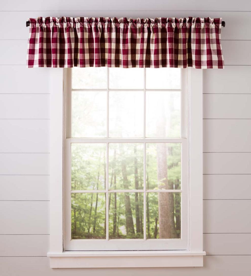 Plow & Hearth Valances Indoor Living Buffalo Check Rod-Pocket Cotton Curtain Pairs