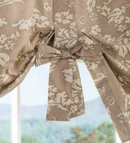 Plow & Hearth Valances Indoor Living Floral Damask Bow Tie Window Valance - Blue