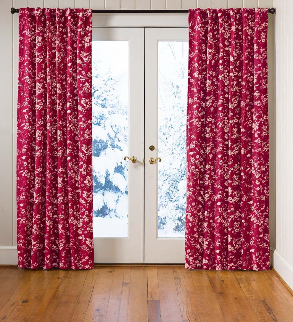 Plow & Hearth Valances Indoor Living Floral Damask Rod-Pocket Homespun Insulated Curtain Panel