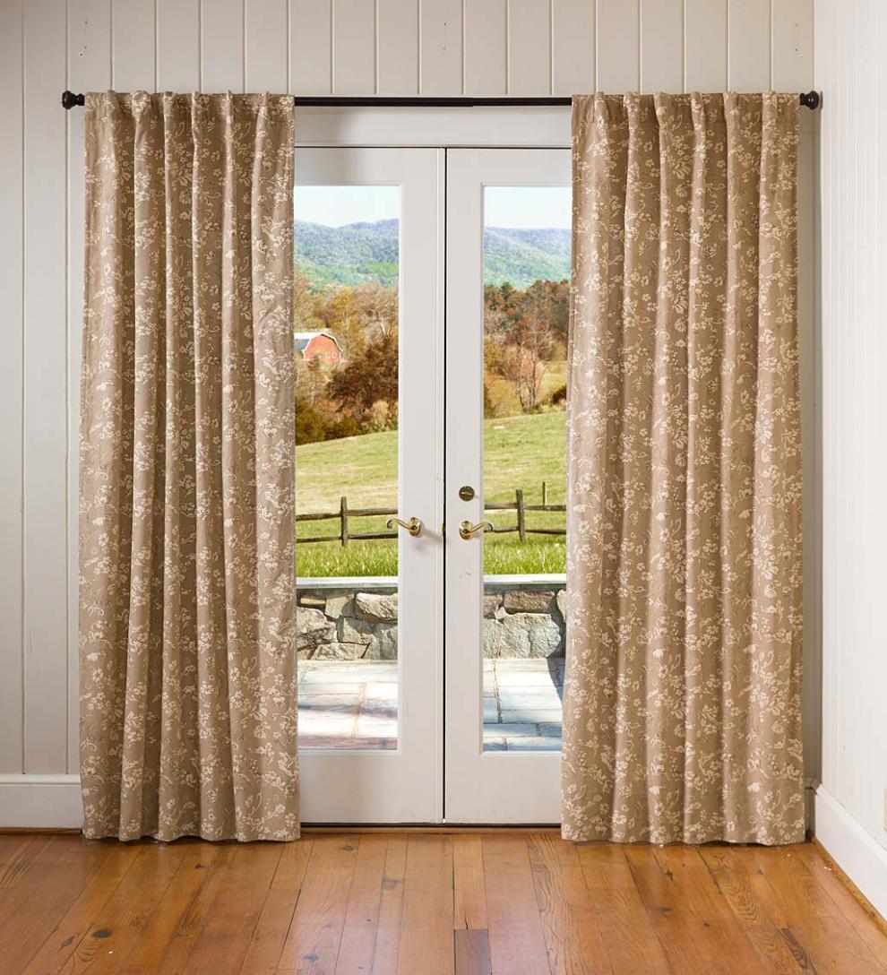 Plow & Hearth Valances Indoor Living Floral Damask Rod-Pocket Homespun Insulated Curtain Panel
