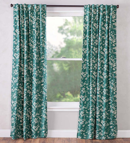 Plow & Hearth Valances Indoor Living Floral Damask Rod-Pocket Homespun Insulated Curtain Panel
