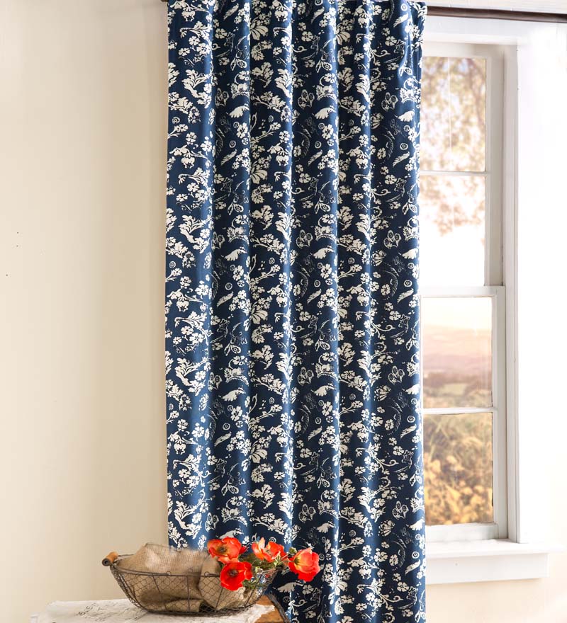 Plow & Hearth Valances Indoor Living Floral Damask Rod-Pocket Homespun Insulated Curtain Panel