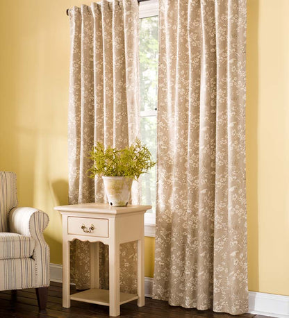 Plow & Hearth Valances Indoor Living Floral Damask Rod-Pocket Homespun Insulated Curtain Panel
