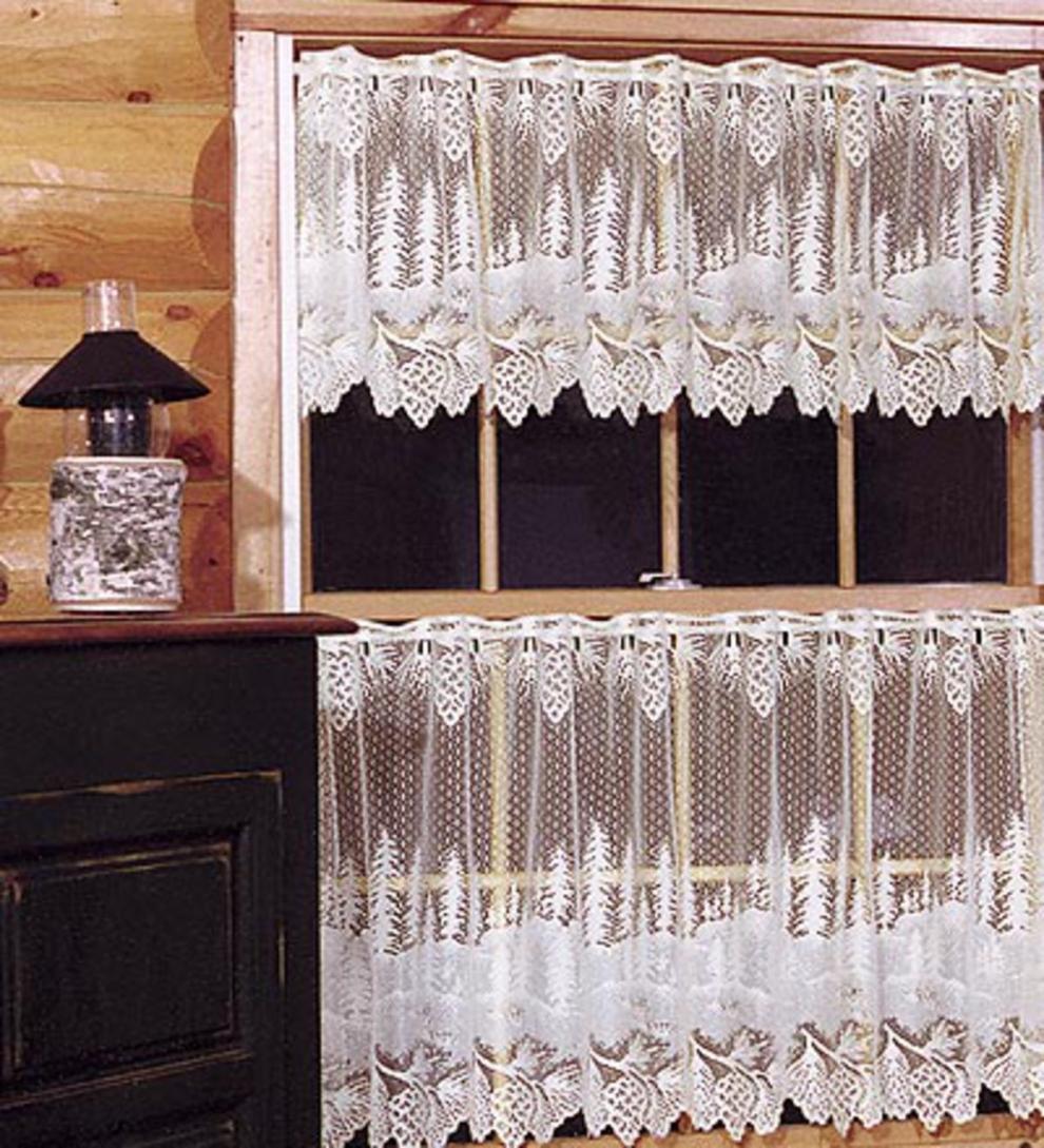 Plow & Hearth Valances Indoor Living Pinecone Lace Valance And Tiers