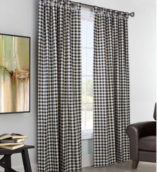 Plow & Hearth Valances Indoor Living Thermalogic Energy Efficient Insulated Check Tab-Top Curtain Pairs