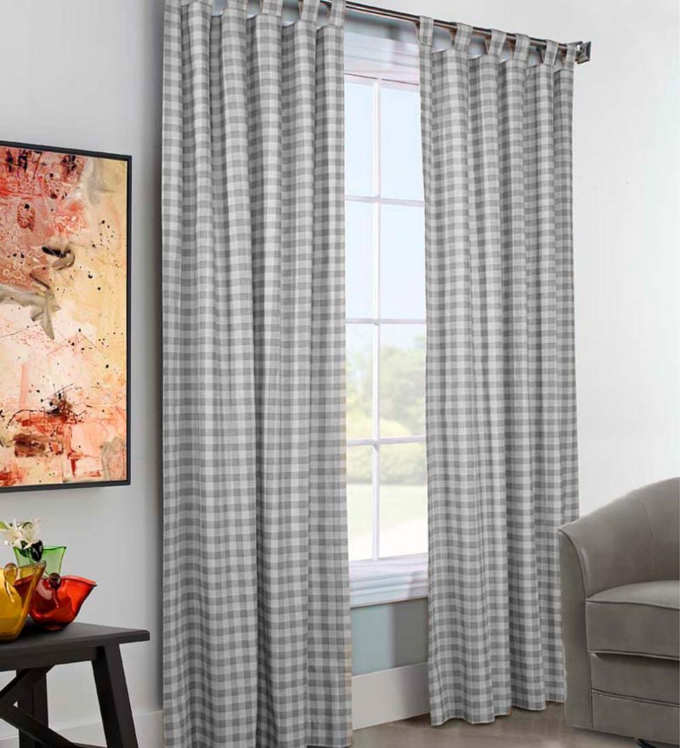 Plow & Hearth Valances Indoor Living Thermalogic Energy Efficient Insulated Check Tab-Top Curtain Pairs