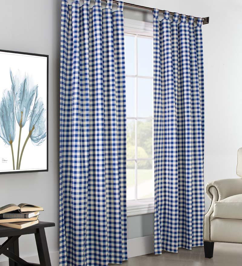 Plow & Hearth Valances Indoor Living Thermalogic Energy Efficient Insulated Check Tab-Top Curtain Pairs