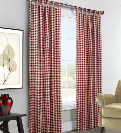 Plow & Hearth Valances Indoor Living Thermalogic Energy Efficient Insulated Check Tab-Top Curtain Pairs
