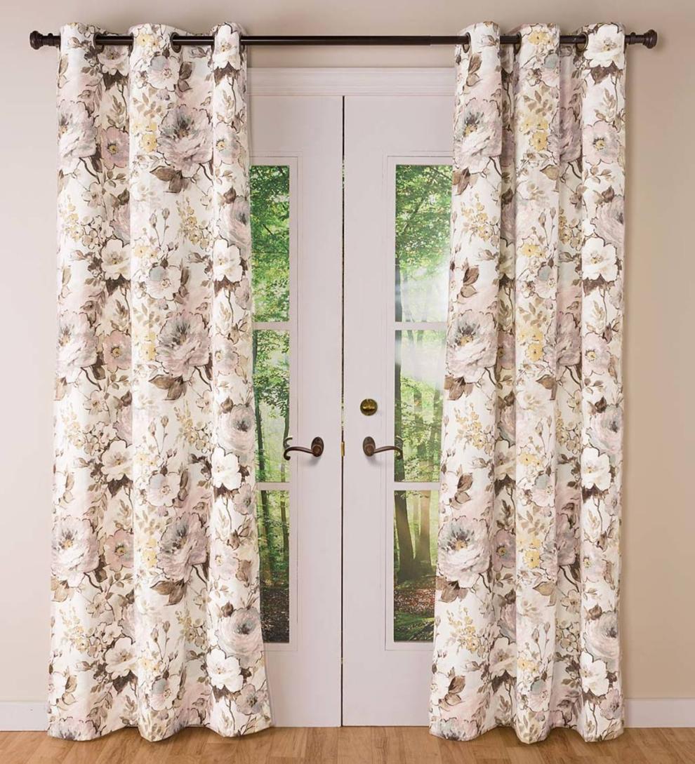 Plow & Hearth Valances Indoor Living Thermalogic Insulated Bella Donna Floral Grommet-Top Curtain Pairs