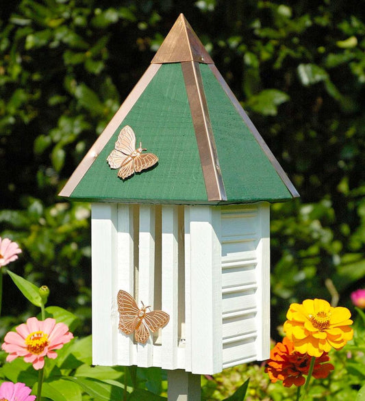 Plow & Hearth Wildlife Housing Yard & Garden Flutterbye Cypress And Copper Butterfly House - Celery