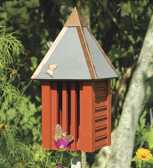 Plow & Hearth Wildlife Housing Yard & Garden Flutterbye Cypress And Copper Butterfly House - Celery