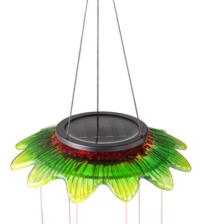 Plow & Hearth Wind Chimes & Mobiles Outdoor Living Color Changing Solar Mobile With Hummingbirds And Flowers