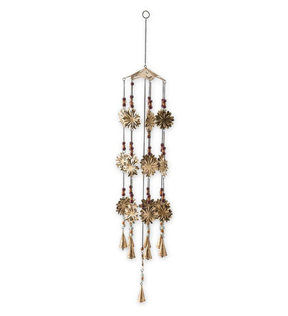 Plow & Hearth Wind Chimes & Mobiles Outdoor Living Sunflower And Beads Metal Wind Chime