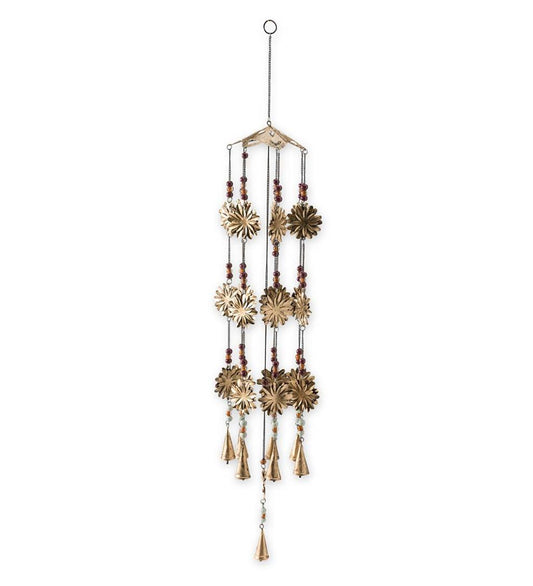 Plow & Hearth Wind Chimes & Mobiles Outdoor Living Sunflower And Beads Metal Wind Chime