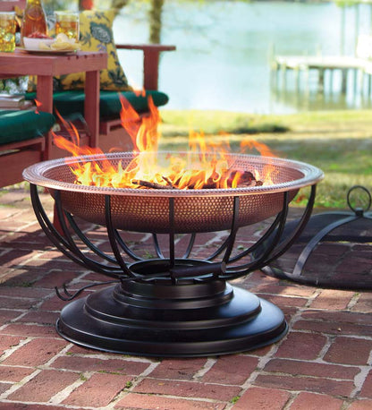 Plow & Hearth Wood Burning Fire Pits Fireplace & Hearth Hammered Copper Fire Pit With Lid Converts To Table