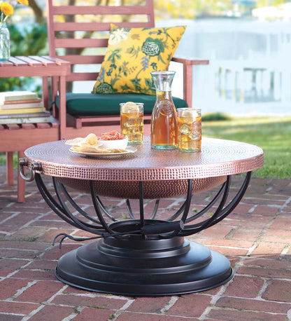 Plow & Hearth Wood Burning Fire Pits Fireplace & Hearth Hammered Copper Fire Pit With Lid Converts To Table