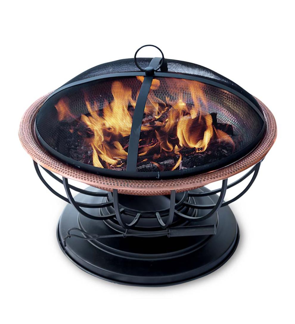 Plow & Hearth Wood Burning Fire Pits Fireplace & Hearth Hammered Copper Fire Pit With Lid Converts To Table