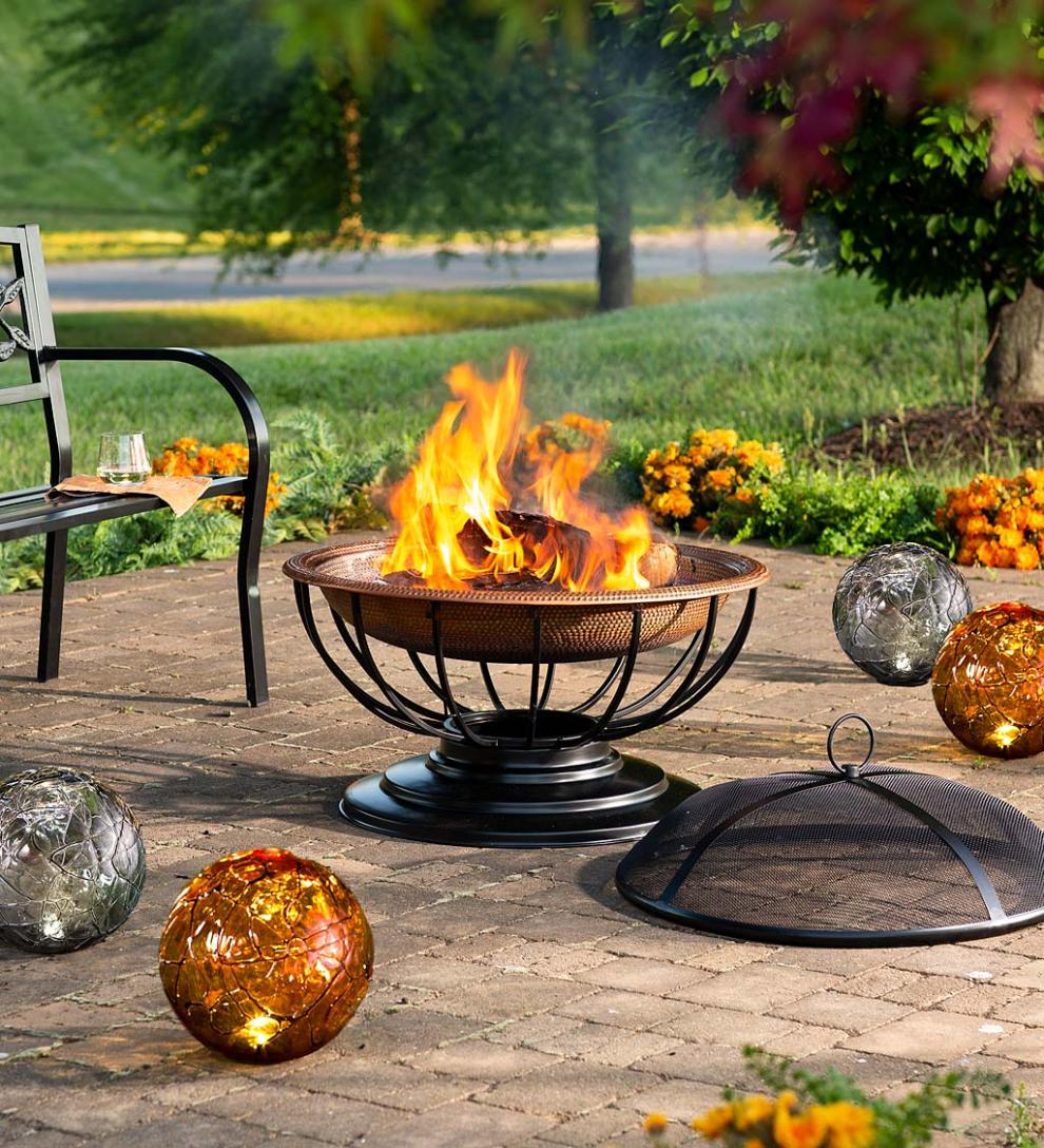 Plow & Hearth Wood Burning Fire Pits Fireplace & Hearth Hammered Copper Fire Pit With Lid Converts To Table