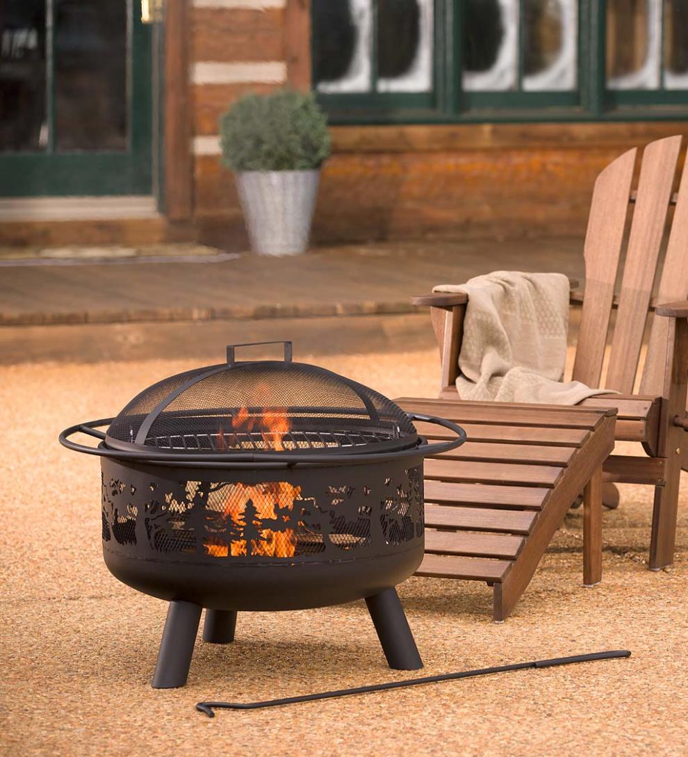 Plow & Hearth Wood Burning Fire Pits Fireplace & Hearth Timberline Wood-Burning Fire Pit