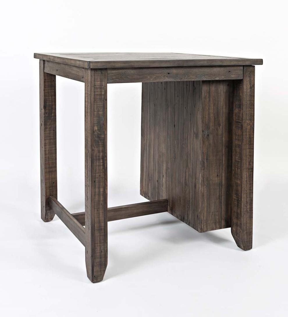 Plow & Hearth Wood Furniture Outdoor Living Cape Charles 3-Piece Barnwood Dining Set With Stools - Barnwood