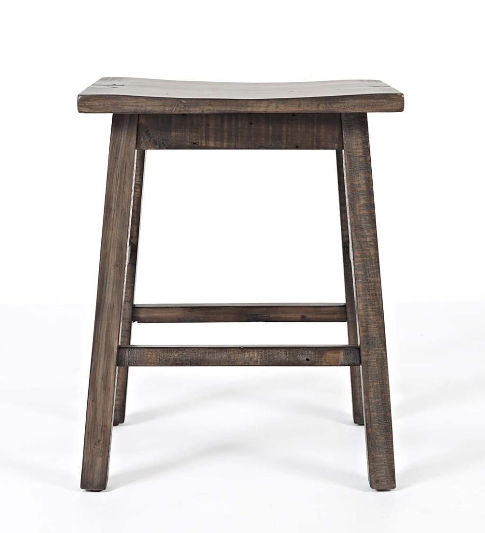 Plow & Hearth Wood Furniture Outdoor Living Cape Charles 3-Piece Barnwood Dining Set With Stools - Barnwood
