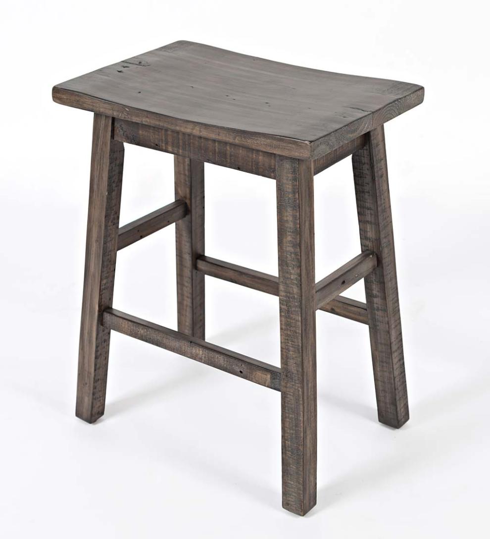 Plow & Hearth Wood Furniture Outdoor Living Cape Charles 3-Piece Barnwood Dining Set With Stools - Barnwood