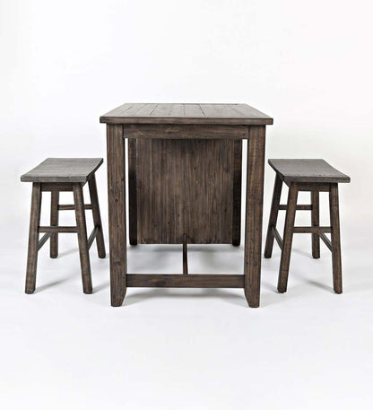 Plow & Hearth Wood Furniture Outdoor Living Cape Charles 3-Piece Barnwood Dining Set With Stools - Barnwood