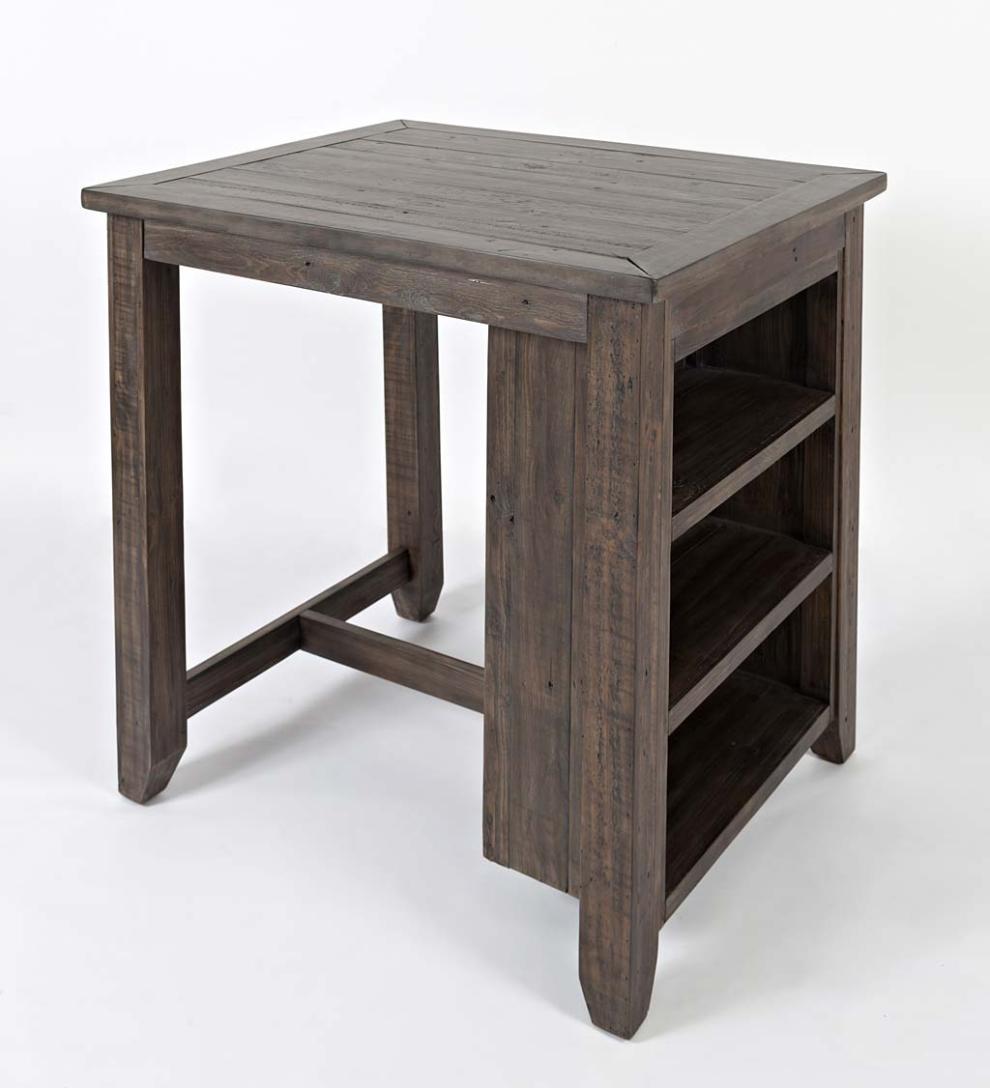 Plow & Hearth Wood Furniture Outdoor Living Cape Charles 3-Piece Barnwood Dining Set With Stools - Barnwood