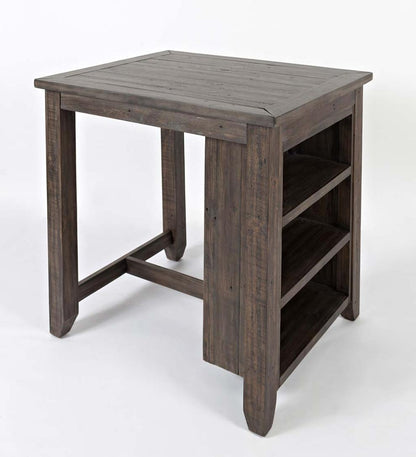 Plow & Hearth Wood Furniture Outdoor Living Cape Charles 3-Piece Barnwood Dining Set With Stools - Barnwood