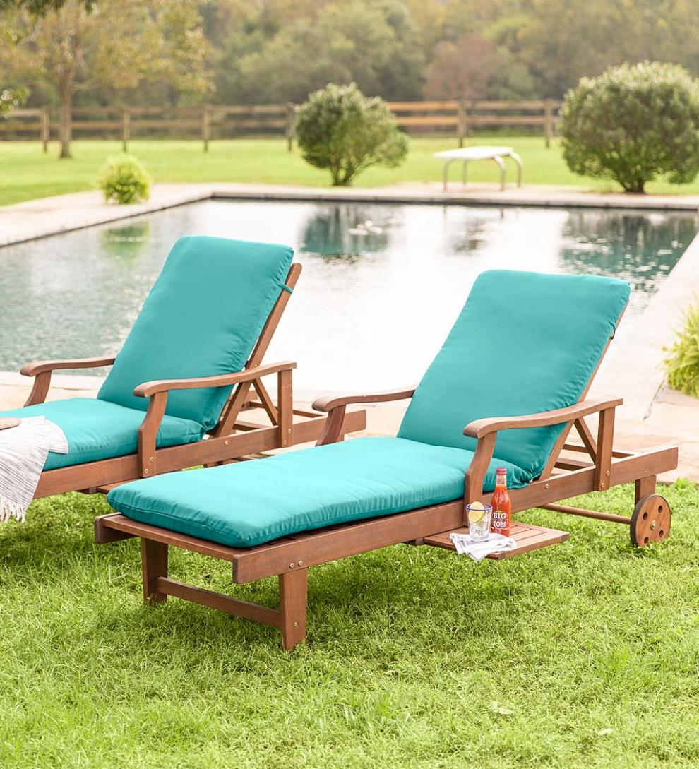 Plow & Hearth Wood Furniture Outdoor Living Claremont Eucalyptus Outdoor Chaise Lounge - Natural
