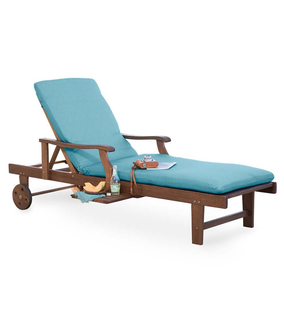 Plow & Hearth Wood Furniture Outdoor Living Claremont Eucalyptus Outdoor Chaise Lounge - Natural
