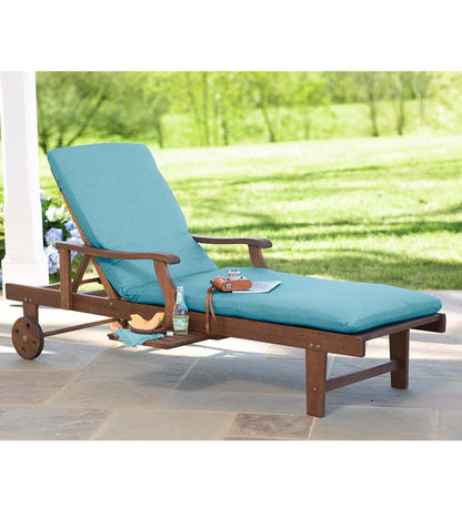 Plow & Hearth Wood Furniture Outdoor Living Claremont Eucalyptus Outdoor Chaise Lounge - Natural