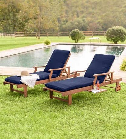 Plow & Hearth Wood Furniture Outdoor Living Claremont Eucalyptus Outdoor Chaise Lounge - Natural