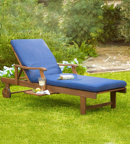 Plow & Hearth Wood Furniture Outdoor Living Claremont Eucalyptus Outdoor Chaise Lounges, Set Of 2 - Natural