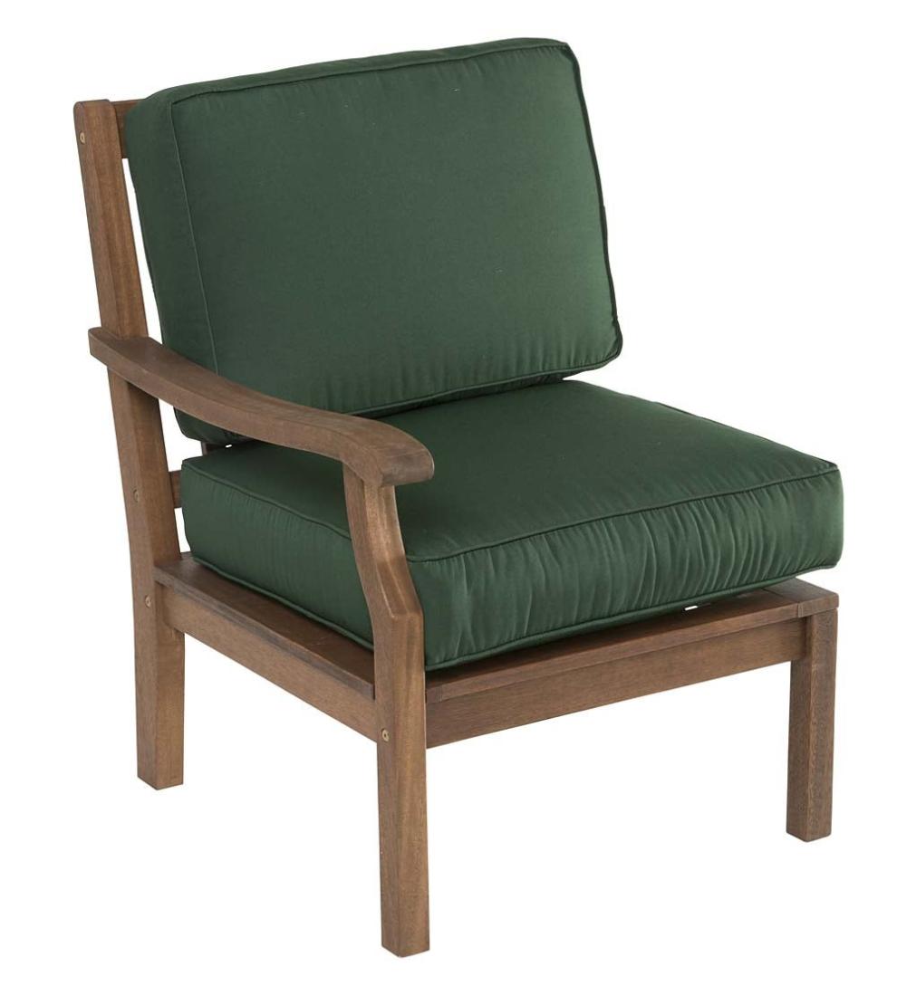 Plow & Hearth Wood Furniture Outdoor Living Claremont Eucalyptus Outdoor Sectional Seating With Cushions